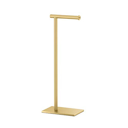 Gatco 1431B Freestanding Toilet Paper Holder Stand, Modern Bathroom Toilet Tissue Holder with Weighted Rectangle Base, Brushed Brass Finish, 22.25 Inch - color: Brushed Brass, 22.25"h