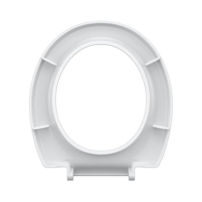 Round Toilet Seat with Quiet-Close Lid, Soft Slow Close Cover, Quick-Release for Easy Cleaning, Full Flat White, Quick-Attach Hardware & Grip-Tight Bumpers - color: White, Standard (Quick-Release), size: Round (17″)