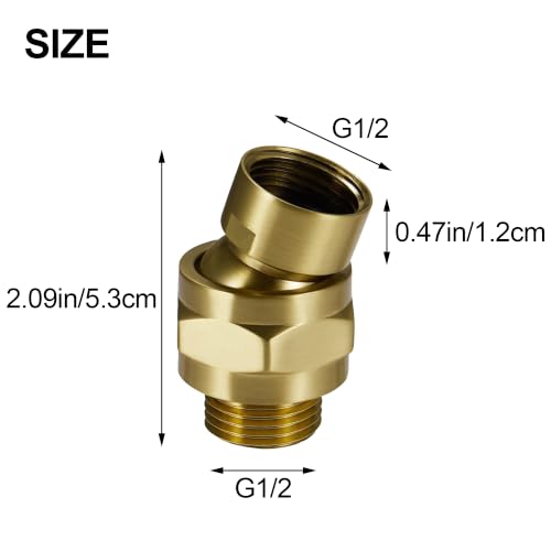 Shower Head Swivel Ball Adapter: Adjustable Pivot Ball to Adjust Showerhead Angle, Solid Brass Shower Arm Connector Extension Component (Gold) - color: Gold