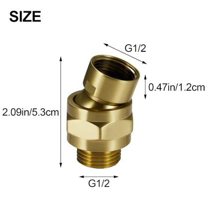 Shower Head Swivel Ball Adapter: Adjustable Pivot Ball to Adjust Showerhead Angle, Solid Brass Shower Arm Connector Extension Component (Gold) - color: Gold