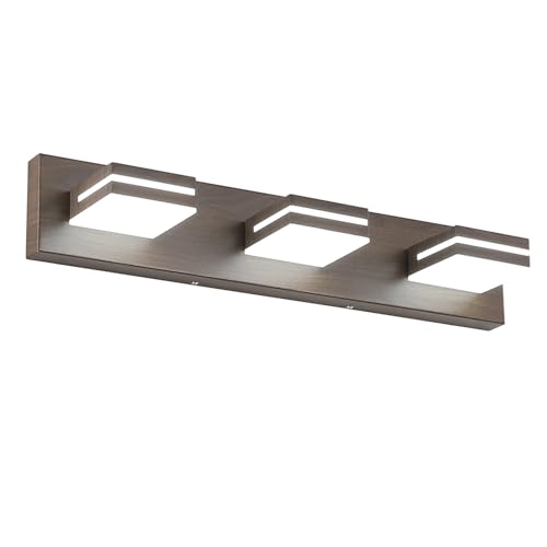 SineRise LED Modern Bathroom Vanity Light Fixtures, Modern Acrylic Bathroom Wall Lighting Fixtures Over Mirror, 3-Light, 24-Inch, Brown, White - color: Brown, White, size: 3-Light, 24-Inch