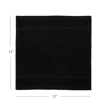 Avalon Towels Black Washcloths Bulk Pack of 36 (12x12 inches) - 100% Cotton Washcloths & Face Towels - Highly Absorbent & Soft Wash Cloths for Showering, Wash Rags for Body & Face Cloths - color: Black