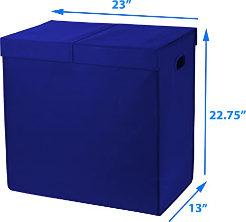 Simple Houseware Double Laundry Hamper with Lid & Removable Bags, Dark Blue | Heavy Duty 600D Polyester, Water-Resistant Surface - color: Dark Blue