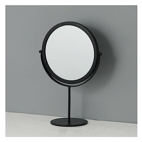 APLUSH Double-Sided Metal Makeup Mirrors, Vanity Tabletop Mirror, 360°Rotation Vanity Mirror with Stand(Color:Black,Size:B) - color: Black, size: B