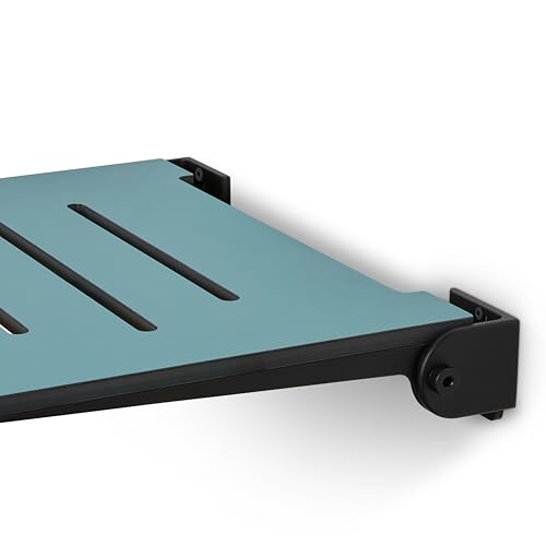18 inch Silhouette Slimline Folding Wall Mount Shower Bench Seat, Teal Seat with Matte Black Frame - color: Teal Seat With Matte Black Frame
