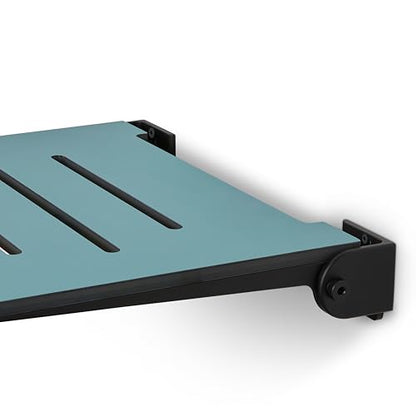 18 inch Silhouette Slimline Folding Wall Mount Shower Bench Seat, Teal Seat with Matte Black Frame - color: Teal Seat With Matte Black Frame