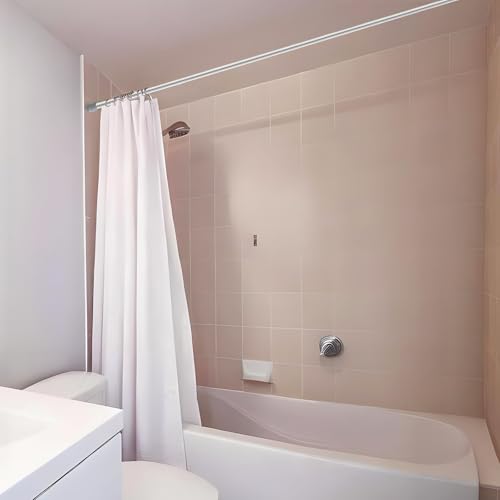 No Sectional Assembly Tension Curtain Rod 56-104 Inch | 1" Diameter Spring Long Adjustable Shower Curtain Rods for Bathroom Windows Closet No Drilling No Rust, Silver - color: Silver, size: 56-104Inch, No Assembly