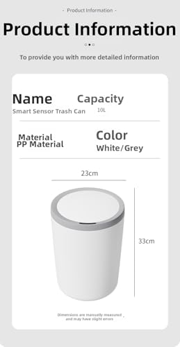 2 Pack 2.7 Gal Automatic Trash Can Small Smart Garbage Can Touchless, Bathroom Trash Can with Lid, Slim Motion Sensor Waterproof Plastic Trash Bins for Bedroom Office Kitchen Toilet (Grey 2 pics)
