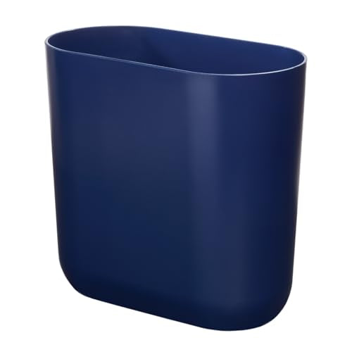 iDesign Small Slim Plastic Bathroom Trash Can, Navy Blue | Bedroom, Office, Desk, Dorm - color: Navy, style: Pack of 1