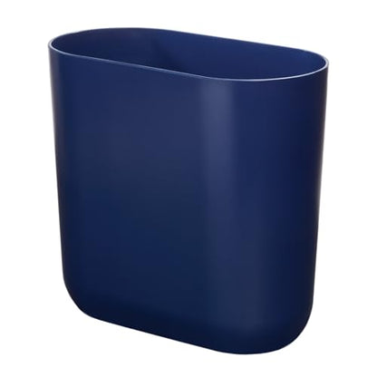 iDesign Small Slim Plastic Bathroom Trash Can, Navy Blue | Bedroom, Office, Desk, Dorm - color: Navy, style: Pack of 1