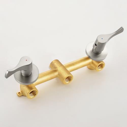 2 Handle Shower Faucet Set with Tub Spout Bathtub Shower Faucet Combo Set Shower System Complete Tub and Shower Trim Kit Brushed Nickel Wall Mounted Two Handles Shower Fixtures - color: Brushed Nickel