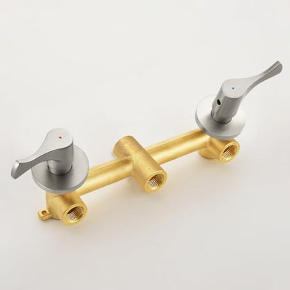 2 Handle Shower Faucet Set with Tub Spout Bathtub Shower Faucet Combo Set Shower System Complete Tub and Shower Trim Kit Brushed Nickel Wall Mounted Two Handles Shower Fixtures - color: Brushed Nickel
