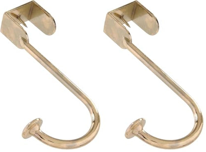 Hardware Essentials 852907 Over The Door Hook Brass (Pack of 2) - size: 1 Count (Pack of 2)