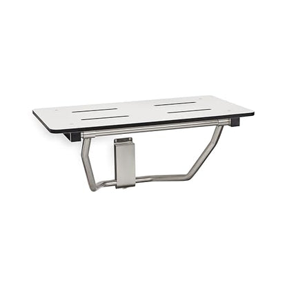 Seachrome Lift-Assist Shower Seat, Yoke-Style Bench, Wall Mount, 30" x 15", Solid White Phenolic - color: White, size: 30 inch
