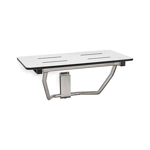 Seachrome Lift-Assist Shower Seat, Yoke-Style Bench, Wall Mount, 32" x 15", Solid White Phenolic - color: White, size: 32 inch