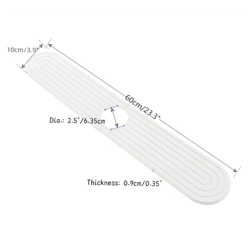 dophee Diatomite Fast Drying Stone Faucet Mat for Kitchen Sink, White | Sink Tray Faucet Splash Guard Absorbent Mat for Bathroom Counter, 23.3"x3.9" - color: White
