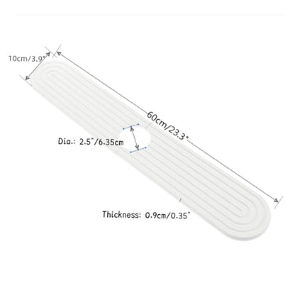 dophee Diatomite Fast Drying Stone Faucet Mat for Kitchen Sink, White | Sink Tray Faucet Splash Guard Absorbent Mat for Bathroom Counter, 23.3"x3.9" - color: White
