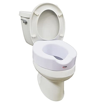 Carex Toilet Seat Riser with Quick-Lock, Raised Plastic Toilet Seat Adds 4” of Height - Fits Most Standard Round & Elongated Toilets, 300 Pound Weight Capacity, Slip-Resistant