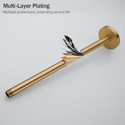 RANDOM Champagne Bronze Shower Arm with Flange 16 Inches Ceiling Mount Shower Head Extension Straight Arm Ceiling-Mounted For Fixed Shower Head. RD-91038-16CB - color: 16″ Champagne Bronze(Round Flange)