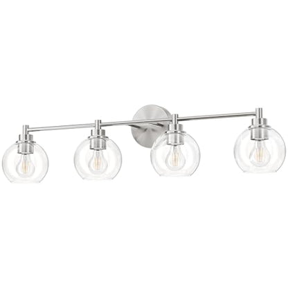 VONLUCE 4 Light Bathroom Vanity Light Fixtures, Brushed Nickel Finish | Globe Glass Shades, E26 Sockets, Easy to install, ETL Certificated, Vanity Lights for Bedroom Hallway Living Room - color: Nickel, size: 4-Light