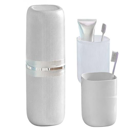 Toothbrush Travel Case Portable Travel Toothbrush Holder, Large Travel Toothbrush Cup for School, Camping, Business Trip, Bathroom, Cruise (White) - color: White