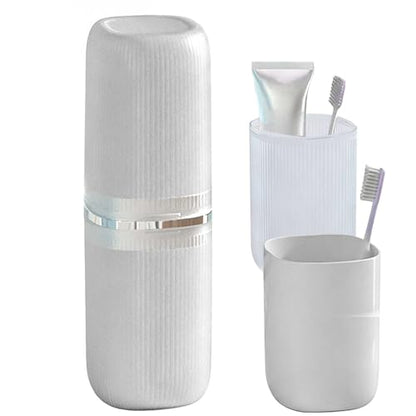 Toothbrush Travel Case Portable Travel Toothbrush Holder, Large Travel Toothbrush Cup for School, Camping, Business Trip, Bathroom, Cruise (White) - color: White