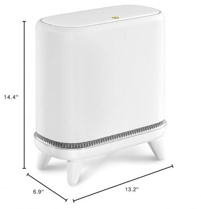 JUDRDO Bathroom Trash Can with Lid, 3.2 Gallon Small Garbage Can with Pop-Up Lid & Air-Pressure Bag Lock, Slim Trash Bin with Legs, Narrow Waste Basket for Bathroom, Bedroom, Kitchen, Office, Rv | Air-pressure bag lock secures the liner; raised legs and n