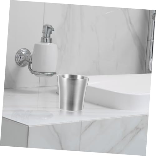 DECHOUS Stainless Steel Toothbrush Holder and Rinse Cup Waist Shaped Metal Mug for Bathroom Multiuse Drinking Cup for Stylish Travel Accessory Reusable and Stackable