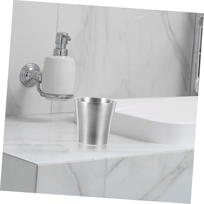 DECHOUS Stainless Steel Toothbrush Holder and Rinse Cup Waist Shaped Metal Mug for Bathroom Multiuse Drinking Cup for Stylish Travel Accessory Reusable and Stackable