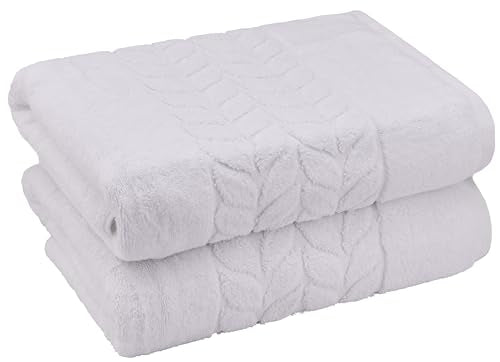 BAGNO MILANO Organic Turkish Cotton Bath Towels, Hand Towels - Premium Jacquard Collection, Certified Organic Cotton Towel Set (White, Bath Towel Set of 2) - color: White, size: Bath Towel Set of 2