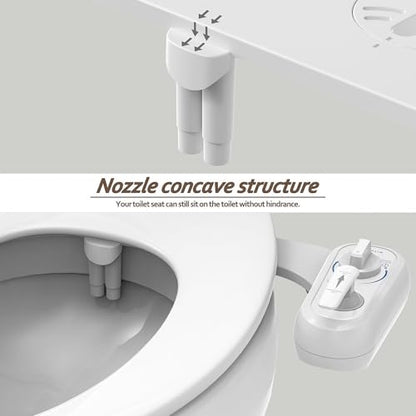 Left Hand Bidet Attachment for Toilet - Control Panel on Left Side - Self-Cleaning Dual Nozzle for Front and Rear Wash,Non-Electric Adjustable Water Pressure, Water Bidet Toilet Seat Attachment - color: White handle