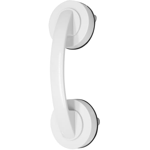 Hordion Suction Cup Door Handle, Suction Grab Bar, White | Bathtub Shower Handle for Glass Doors Windows Kitchen Drawer Cabinet Refrigerator