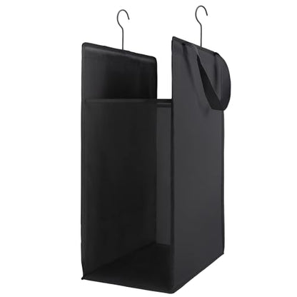 FENTEC 1 Pack Black Hanging Laundry Hamper，Laundry Hamper Bag with Handles | Hanging Laundry Basket, Slim Laundry Hamper Bag, Portable Hanging Closet Hamper, Mesh Heavy Duty Hanging Laundry Bag - color: Black, size: 1 Pack-one Section