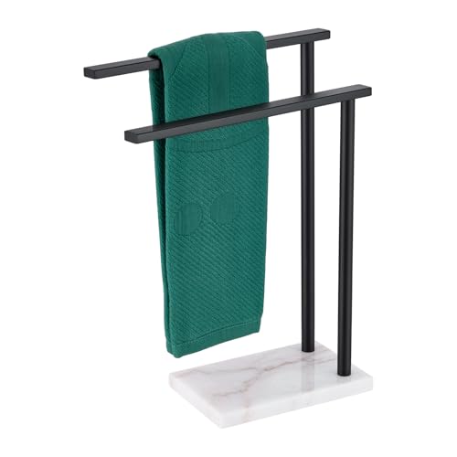 Towel Racks Matte Black Free Standing 2-Tier Hand Towel Holder for Bathroom Vanity Countertop with Thicken Steady Marble Base, Stainless Steel AN7003MB - color: Matte Black, size: 2-Bar