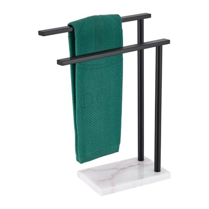 Towel Racks Matte Black Free Standing 2-Tier Hand Towel Holder for Bathroom Vanity Countertop with Thicken Steady Marble Base, Stainless Steel AN7003MB - color: Matte Black, size: 2-Bar