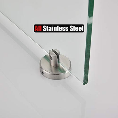 JQK Bathroom Glass Shelf, Tempered Glass Shower Storage 12 by 5 inches, 304 Stainless Steel Brushed Finish Wall Mount, TGS101L12-BN - color: Brushed, size: 12 Inch (1 Pack)