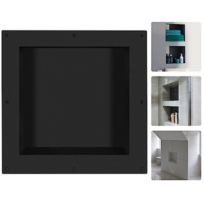 Suteck 16"x16" Shower Niche, Single Shelf Square Tile-Ready Storage Box | 12"x12" Inner Space,100% Waterproof ABS, Over/Flush Mount, Vertical/Horizontal | Multi-Scene For Bathroom, Kitchen, Bookshelf - size: 16"x16"