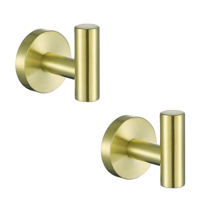 Towel Hooks for Bathrooms,Brushed Gold Wall Mount Hooks SUS 304 Stainless Steel Coat Hook Robe Hook Towel Hook 2 Count for Kitchen,Bedroom (Drilling),96006-8BG - color: Brushed Gold