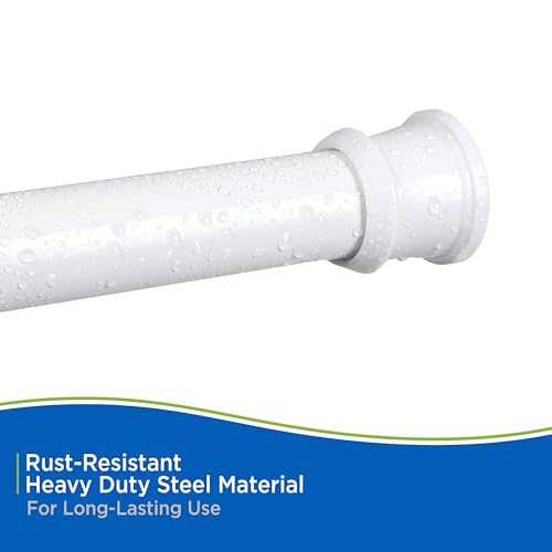 Kenney - Twist & Fit Cam-Lock Tension Shower Curtain Rod, 1" Diameter Durable Metal Construction, Adjustable 24"–40", No-Tools Installation, Secure Hold for Standard Showers, White