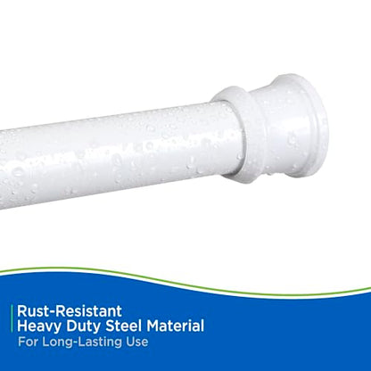 Kenney - Twist & Fit Cam-Lock Tension Shower Curtain Rod, 1" Diameter Durable Metal Construction, Adjustable 24"–40", No-Tools Installation, Secure Hold for Standard Showers, White