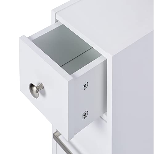 Spirich Slim Bathroom Storage Cabinet with Toilet Paper Holder, White | Slide-Out Drawers, Hidden Top Compartment, Toilet Paper Storage for Small Bathrooms, Powder Rooms, and Narrow Spaces - color: White