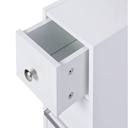 Spirich Slim Bathroom Storage Cabinet with Toilet Paper Holder, White | Slide-Out Drawers, Hidden Top Compartment, Toilet Paper Storage for Small Bathrooms, Powder Rooms, and Narrow Spaces - color: White