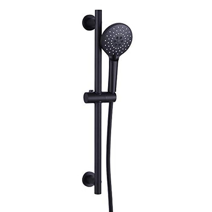 Shower Slide Bar with three Function Massaging Hand Shower Head Adjustable SUS 304 Stainless Steel Black D500011B - color: Black