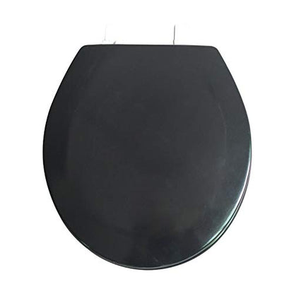J&V Textiles Round Wooden Toilet Seat With Beveled Edge (Black) - color: Black