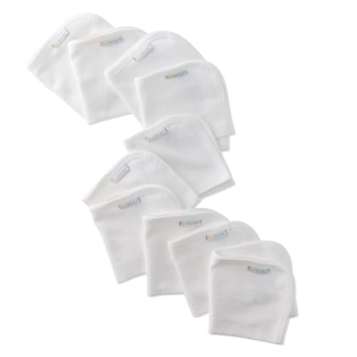 River 10-Pack Baby Terry Washcloths 100% Organic Cotton Absorbent for Baby and Toddler Boys & Girls, White, One Size | GOTS Certified Organic Cotton for Baby, Toddler Girls, Boys, Unisex, Machine Washable, Made to Match Colors, 10*10 Inch - color: White