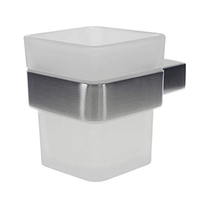 QT Modern Bathroom Tooth Brush Cup - Extremely Stylish Made from 304 Brushed Stainless Steel - Water and Rust Proof, Wall Mounted, Easy to Install