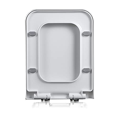 Elongated Square Toilet Seat 18.5 - Soft Close Lid, Durable Plastic, Easy Clean, Quick Install, White - Safe & Sturdy Design for Modern Bathrooms (04F) - size: 04F
