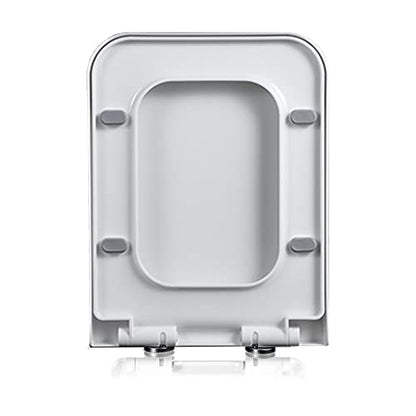 Elongated Square Toilet Seat 18.5 - Soft Close Lid, Durable Plastic, Easy Clean, Quick Install, White - Safe & Sturdy Design for Modern Bathrooms (04F) - size: 04F