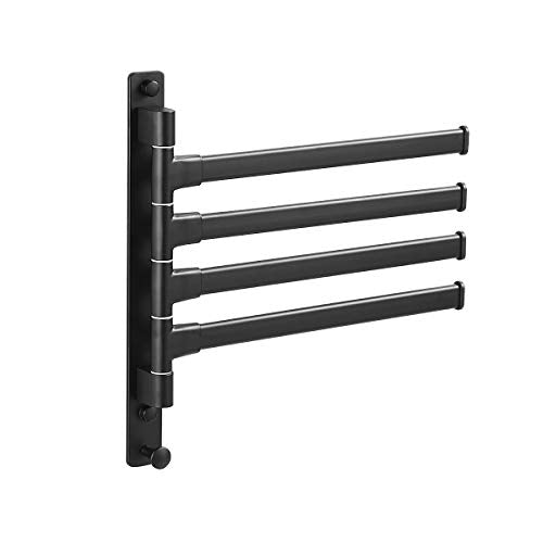 Swivel Hand Towel Bar Bathroom Swing Hanger Towel Rack Holder Matte Black Finish, Wall Mounted, 4-Arm - size: 4-Arm