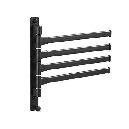 Swivel Hand Towel Bar Bathroom Swing Hanger Towel Rack Holder Matte Black Finish, Wall Mounted, 4-Arm - size: 4-Arm